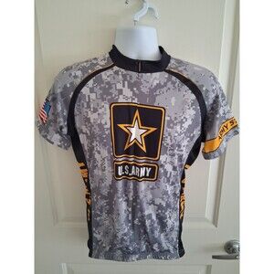U.S. Army Shirt Mens Medium Camo Cycling Jersey Primal Military Patriotic USA